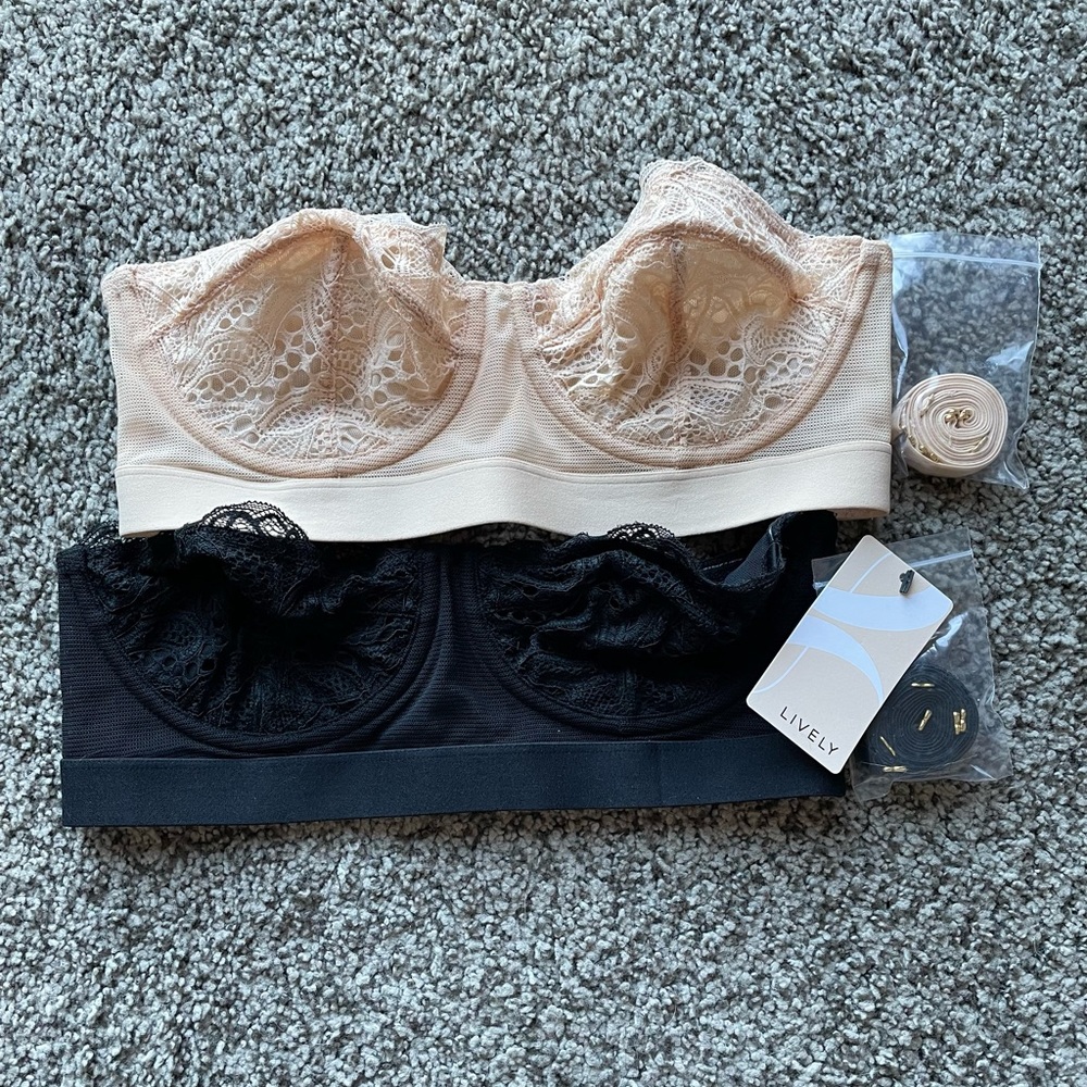 NWT Lively Black and Cream Strapless Bras